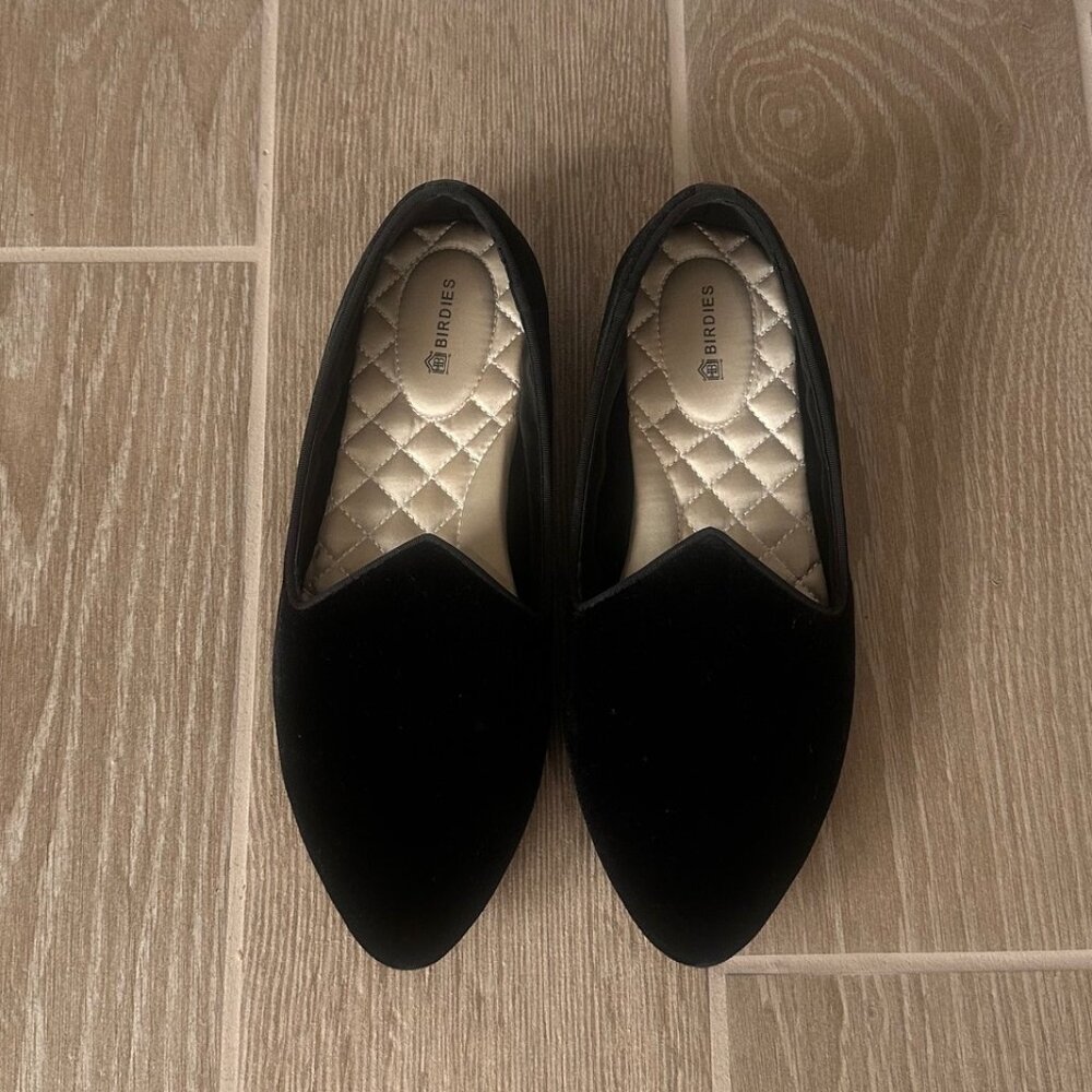 Birdies Starling Velvet Black Flat Size 8